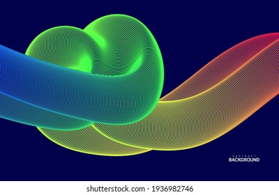 Tecnología digital de línea de flujo abstracto, onda de partículas lisas, tecnología de datos grandes, fondo de concepto de diseño y fondo de pantalla, eps vectoriales

