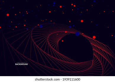Abstract flow line digital technology, smooth particle wave, big data techno, design concept background and wallpaper, vector eps
