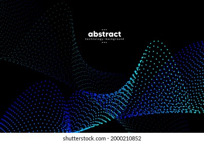 Abstract flow line digital technology, smooth particle wave, big data techno, design concept background and wallpaper, vector eps
