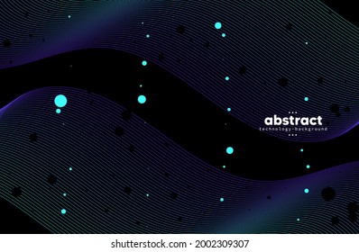 Abstract flow line digital technology, smooth particle wave, big data techno, design concept background and wallpaper, vector eps

