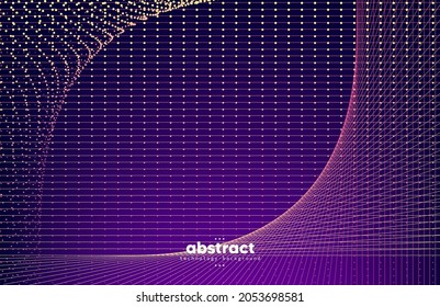 Abstract flow line digital technology, smooth particle wave, big data techno, design concept background and wallpaper, vector eps
