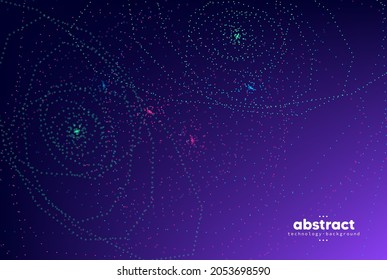 Abstract flow line digital technology, smooth particle wave, big data techno, design concept background and wallpaper, vector eps
