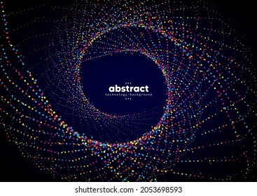 Abstract flow line digital technology, smooth particle wave, big data techno, design concept background and wallpaper, vector eps
