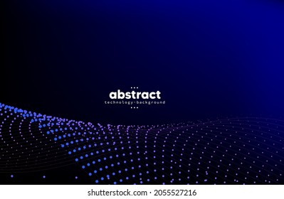 Abstract flow line digital technology, smooth particle wave, big data techno, design concept background and wallpaper, vector eps
