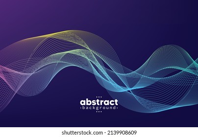 Tecnología digital de línea de flujo abstracto, onda de partículas lisas, tecnología de datos grandes, fondo de concepto de diseño y fondo de pantalla, eps vectoriales
