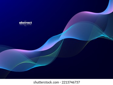 Abstract flow line digital technology, smooth particle wave, big data techno, design concept background and wallpaper, Website Landing page, vector eps 