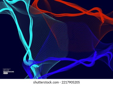 Abstract flow line digital technology, smooth particle wave, big data techno, design concept background and wallpaper, Modern  flowing wave lines. vector eps 