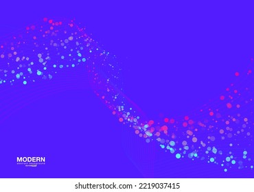 Abstract flow line digital technology, smooth particle wave, big data techno, design concept background and wallpaper, Modern flowing wave lines. vector eps
