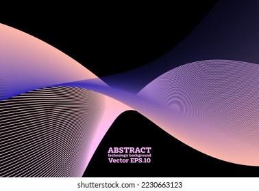 Tecnología digital de línea de flujo abstracto, onda de partículas lisas, tecnología de datos grandes, fondo de concepto de diseño y fondo de pantalla, ilustración vectorial 