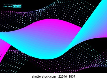Tecnología digital de línea de flujo abstracto, onda de partículas lisas, tecnología de datos grandes, fondo de concepto de diseño y fondo de pantalla, eps vectoriales
