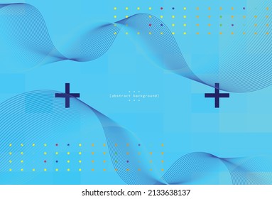 la línea de flujo abstracto con punto y signo más en fondo azul se puede utilizar para la tecnología de fondo de escritorio decorativo de presentación de productos de publicidad plantillas de sitio web de vectores.