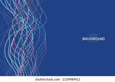 la línea de flujo abstracto en vertícula sobre fondo azul marino se puede utilizar para la tecnología de anuncios de plantillas de sitio web para el diseño de productos para los eps vectoriales.