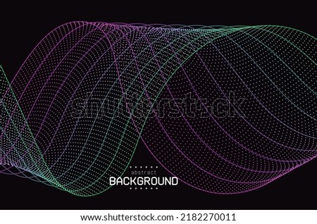 abstract flow line wave motion  and cylinder sahpe in gradient violet with particle dots technology comunication theme for advertisement poster banner product presentation package design vector eps.
