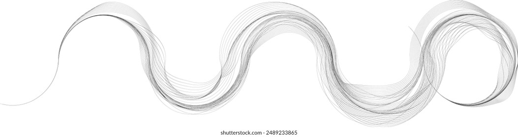 Abstract flow linear fluid round shapes .Curved lines pattern . Music sound wave . Vector illustration