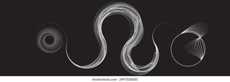 Abstract flow linear fluid  shapes .Curved lines pattern . Music sound wave . Vector illustration
