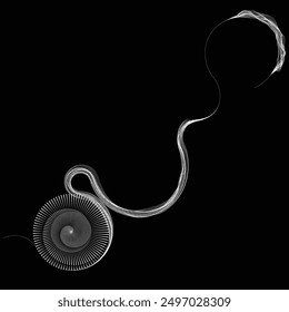 Formas de fluido lineal de flujo Abstractas. Patrón de líneas curvas . Onda de sonido de música . Ilustración vectorial