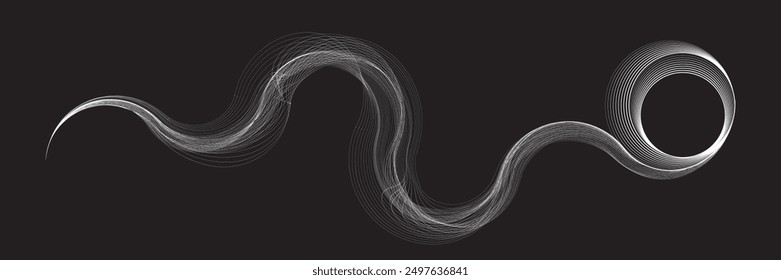 Abstract flow linear fluid  shapes .Curved lines pattern . Music sound wave . Vector illustration