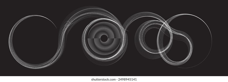 Abstract flow linear fluid  shapes .Curved lines pattern . Music sound wave . Vector illustration