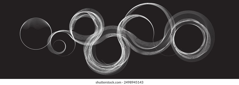 Formas de fluido lineal de flujo Abstractas. Patrón de líneas curvas . Onda de sonido de música . Ilustración vectorial