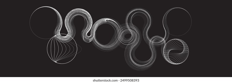 Abstract flow linear fluid  shapes .Curved lines pattern . Music sound wave . Vector illustration