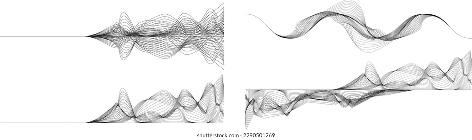 Abstract flow linear fluid wavy shape .Striped linear pattern . Music sound wave . Vector illustration