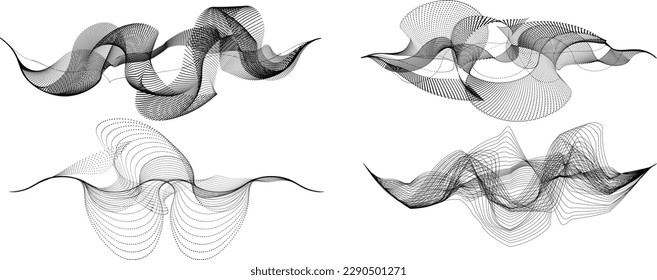 Abstract flow linear fluid wavy shape .Striped linear pattern . Music sound wave . Vector illustration