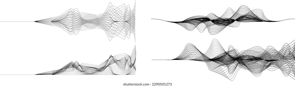 Abstract flow linear fluid wavy shape .Striped linear pattern . Music sound wave . Vector illustration