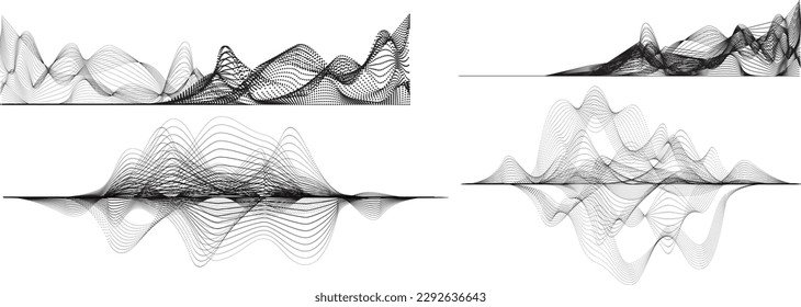 Forma ondulada lineal de flujo abstracto de fluido. Ola de sonido musical. Ilustración del vector