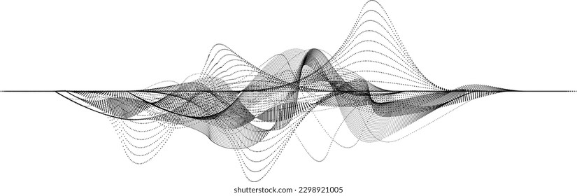 Abstract flow linear fluid wavy shape .Striped linear pattern . Music sound wave . Vector illustration
