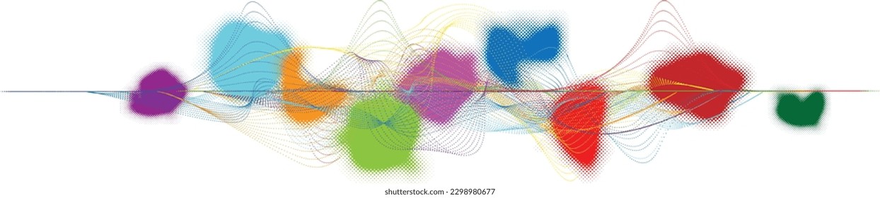 Abstract flow linear fluid wavy shape .Striped linear pattern . Music sound wave . Vector illustration