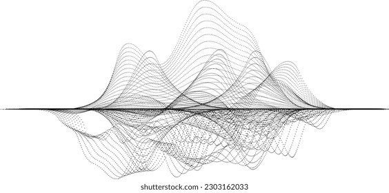 Forma ondulada lineal de flujo abstracto de fluido. Ola de sonido musical. Ilustración del vector