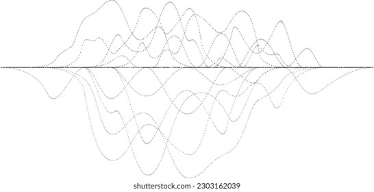 Forma ondulada lineal de flujo abstracto de fluido. Ola de sonido musical. Ilustración del vector