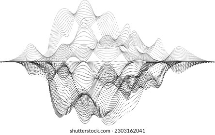 Abstract flow linear fluid wavy shape .Striped linear pattern . Music sound wave . Vector illustration