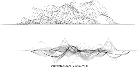 Abstract flow linear fluid wavy shape .Striped linear pattern . Music sound wave . Vector illustration