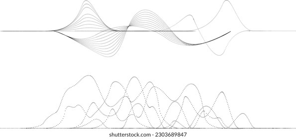 Forma ondulada lineal de flujo abstracto de fluido. Ola de sonido musical. Ilustración del vector
