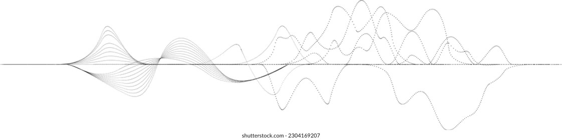 Forma ondulada lineal de flujo abstracto de fluido. Ola de sonido musical. Ilustración del vector