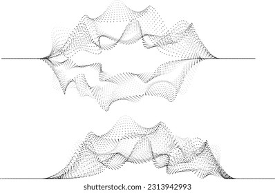 Forma ondulada lineal de flujo abstracto de fluido. Ola de sonido musical. Ilustración del vector
