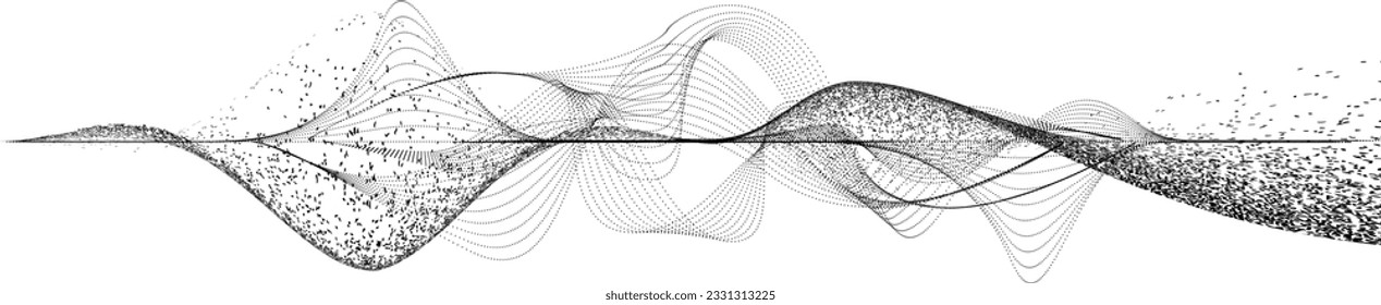Abstract flow linear fluid wavy shape .Striped linear pattern . Music sound wave . Vector illustration