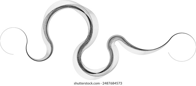 Abstract flow linear fluid wavy shape .Curved lines pattern . Music sound wave . Vector illustration