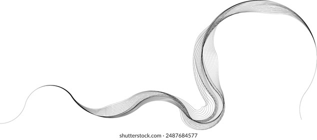 Abstract flow linear fluid wavy shape .Curved lines pattern . Music sound wave . Vector illustration