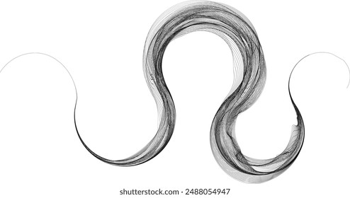 Abstract flow linear fluid wavy shape .Curved lines pattern . Music sound wave . Vector illustration