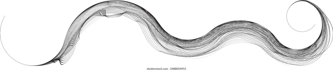 Abstract flow linear fluid wavy shape .Curved lines pattern . Music sound wave . Vector illustration