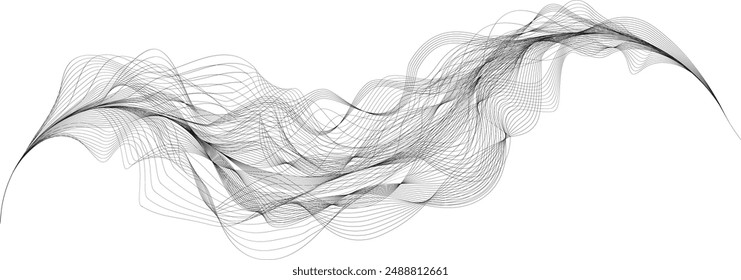 Abstract flow linear fluid wavy shape .Curved lines pattern . Music sound wave . Vector illustration