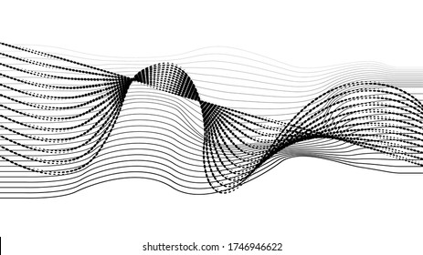 Abstract flow Linear halftone dots Background . Wavy line pattern . Vector Design .