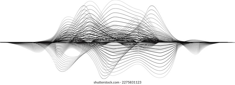 Abstrakte lineare Halbtonpunkte. Fluessiges Profil .Streifen lineares Muster. Musik-Schallwelle. Vektorgrafik
