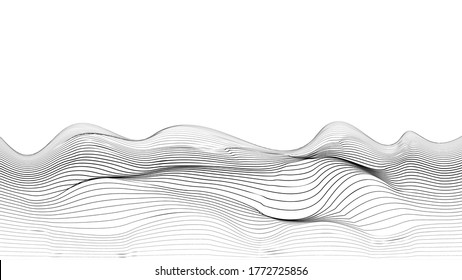 Abstract flow lines background . Fluid wavy shape .Striped linear pattern . Vector illustration