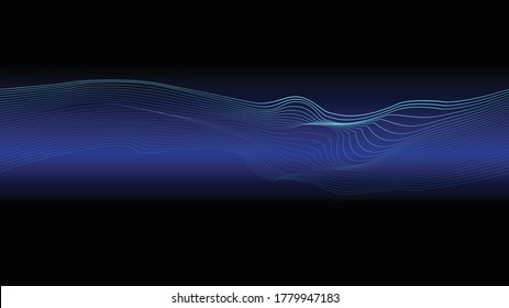 Abstract flow lines background . Fluid wavy shape .Striped linear pattern . Music sound wave . Vector illustration