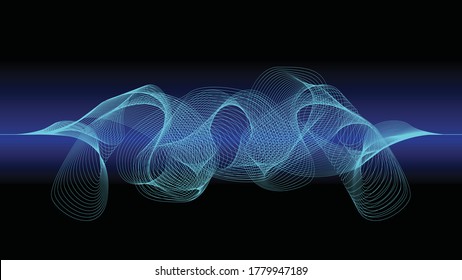 Abstract flow lines background . Fluid wavy shape .Striped linear pattern . Music sound wave . Vector illustration