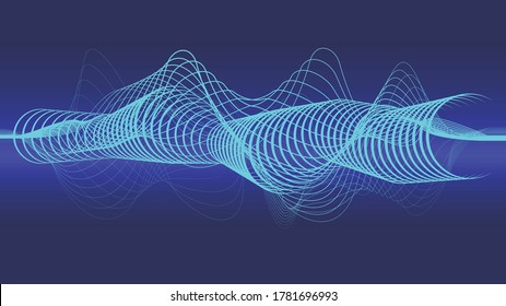 Abstract flow lines background . Fluid wavy shape .Striped linear pattern . Music sound wave . Vector illustration