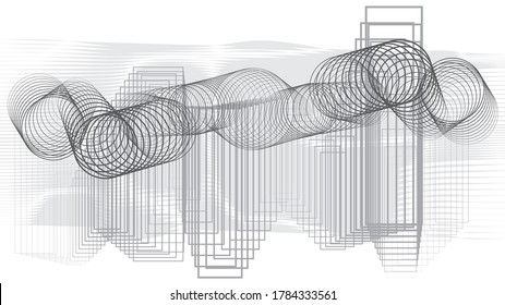 Abstract flow lines background . Fluid wavy shape .Striped linear pattern . Music sound wave . Vector illustration